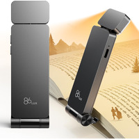 86Lux Book Light, Rechargeable Reading Lights For Books In Bed, Ultralight Clip-On Led Bookmark Lamp With 3 Amber Colors & Stepless Dimming For Night Reading For Book Lovers, Kids, Ashen