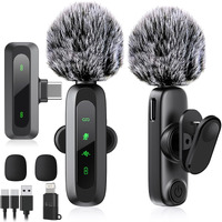 Usb C Wireless Lavalier Microphone For Iphone 15/16, Mini Lav Led Mic For Android Phone With Noise Cancelling, Lapel Podcast Microphone For Tiktok Content Creator Video Recording, Streaming, Vlogging