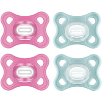 Mam Comfort Pacifiers, Newborn Pacifiers, 4 Count, Mam Pacifiers 3-12 Months, Best Pacifier For Breastfed Babies, Girl Silicone Pacifier
