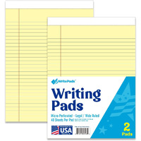 Kaisa Legal Pads 8.5X11 Writing Pads Wide Ruled Notepads 8.5""X11.75"" Canary Note Pads, Yellow 40 Sheets 2 Pads,Wt-Mcy40W-2Pad, Made In The Usa