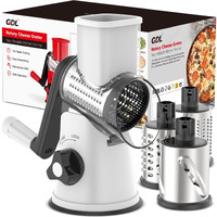 Cheese Grater Rotary, Rotary Grater For Kitchen, Kitchen Grater Vegetable Slicer With 3 Drum Blades, Fast Cutting Cheese Shredder For Vegetables And Nuts