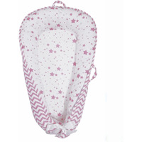 Aila+Aiden Baby Nest, Baby Lounger, Organic Cotton Lounger For Baby, Reversible Breathable Adjustable Portable - Star Collection (Pink)
