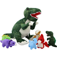 Jds Toy Store Handcrafted Plush Big Green T-Rex Stuffed Dinosaur With 6 Baby Dinosaurs Inside For Kids And Dinosaur Lovers - 19.6 Inches