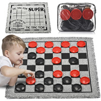 Quadpro Giant Checkers Board Game Set,3 In 1 Jumbo Tic Tac Toe Game,Classic Checkers Board Game For Kids & Adults,Large Checkers Rug Game Mat,Indoor Outdoor Yard Game For Family Camping Party