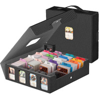 Gomyrod Mtg Deck Box, 3200+ Card Storage Box With 30 Colorful Divider & 8 Card Supporters Collectible Trading Card Cases With Handle & Viewing Windows Fits For Yugioh Mtg Cards(Black & Grey)
