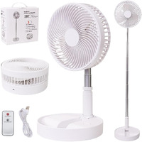 Loread Portable Desk Fan,Foldable Fan Pedestal Stand Floor Fan With Remote Controller Adjustable Height From 14.2'' To 39'', 4 Speeds, 7200Mah Rechargeable Telescopic Usb Charging