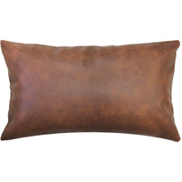 Jojusis Modern Leather Throw Pillow Cover For Couch Sofa Bed 100% Faux Leather Dark Brown 12"" X 20""