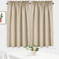 Nanan Waffle Woven Textured Short Curtains For Kitchen Waterproof Window Covering For Bathroom - 30"" X 54"", Plaza Taupe, Set Of 2