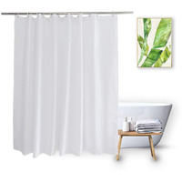 Vosign Short Shower Curtain Liner 60 Inch Long, Water Resistant Fabric Bathroom Curtain Liners, Solid White, Hotel Quality, Machine Washable, 72 X 60 Inch