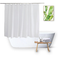 Vosign Short Shower Curtain Liner 48 Inch Length Fabric Bath Curtain Sets For Walk In Tub, Solid White, Hotel Quality, Machine Washable, 72 X 48 Inch