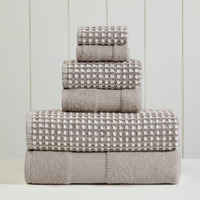Amrapur Overseas 6-Piece Yarn Dyed Cobblestone Jacquard Towel Set Flax