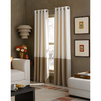 Curtainworks Kendall Color Block Grommet Curtain Panel, 108 Inch, Ivory