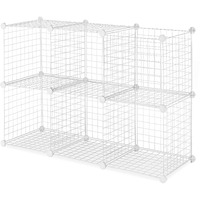 Whitmor Storage Cubes - Stackable Interlocking Wire Shelves - White (Set Of 6)