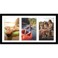 Americanflat 8X16 Collage Picture Frame With Shatter-Resistant Glass - Fits Three 5X7 Photos Or One 8X16 Picture - Signature Collection - Photo Frame For Tabletop And Wall Display - Black