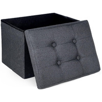 Lotfancy Storage Ottoman, Foot Rest Ottoman, 17X13X13 Inch, Small Ottoman For Living Room, Footstool, Faux Linen, Grey