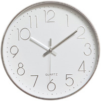 Jomparis Modern 12"" Battery Operated Non-Ticking Silent Sweep Movement Wall Clock Decorative For Office,Kitchen, Living Room, Bedroom, Bathroom Silver Plastic Frame