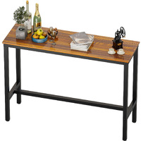 Teraves Bar Table, Bar Height Pub Table, Counter Height Table With Sturdy Metal Frame, Rectangular High Top Table For Kitchen & Dining, Living Room (39.37"", Teak)