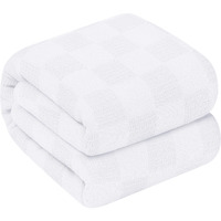 Oakias 100% Cotton Blanket Queen White - 350 Gsm 90 X 90 Inches Soft Thermal Blanket Queen Size - Throw Blanket Lightweight, Breathable & Durable All Season Blanket For Bed & Couches