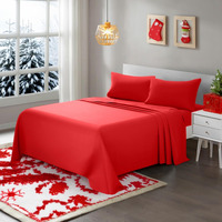 Artall Soft Microfiber Bed Sheet Set 3-Piece With Deep Pocket Bedding - Twin, Red