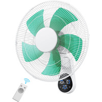 Mirdred Wall Mount Fan, 16 Inch 5 Blades 5 Speeds Wall Fan With Remote Control, 90 Degree 8 Hour Timer Oscillating Fan For Bedroom Home Kitchen Gym Yoga Pilates Studio Glass Sunshine Room