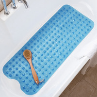 Tree Bud Bathtub Mats For Shower Tub Non-Slip Bath Mat 39 X 16 Inch Extra Long Shower Mat, Bath Tub Mat For Bathroom With Machine Washable, Bpa Free For Kids (Clear Blue)