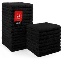 Homexcel Black Washcloths 24 Pack, Highly Absorbent And Soft Microfiber Face Towel, Multi-Purpose Wash Cloths For Bathroom, Hotel, Spa, Gym, And Kitchen, 12X12 Inch