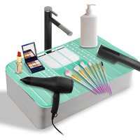 Ranphykx Sink Foldable Cover For Counter Space - Makeup Brush Cleaning Mat - Bathroom Makeup Tools Organizer Space Saver Bathroom Sink Silicone Cover