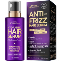 Hydrating Hair Serum For Frizzy And Damaged Hair - Keratin Hair Treatment For Dry Damaged Hair W/ Biotin, Castor Oil, Rosemary Oil, Hair Heat Protectant & Anti Frizz Hair Serum For Frizzy Hair, 5 Oz