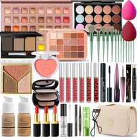 All In One Makeup Kit For Women Full Kit, Professional Travel Makeup Kit For Women & Teens, Foundation Eyeshadow Lipstick Brow Pencil Eyeliner Contour Powder, Complete Make Up Gift Set For Beginners