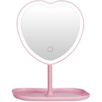 Taolivingmart Vanity Mirror, Heart-Shaped Makeup Mirror With Three-Level Dimming And Led Lights For Girls And Students (Pink)