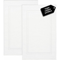 Voyzz Home Premium 100% Cotton Bath Mat Floor Towel Set | 2 Pack Of Super Soft & Absorbent Luxury Terry Bath Mats, Hotel, Spa, Shower & Bathroom Tub Floor Mats Machine Washable 20""X30"" White