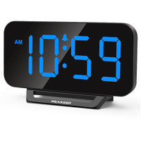 Peakeep Small Digital Alarm Clock For Bedrooms, Loud For Heavy Sleepers Adults, Dimmable Plug In Electric Large Numbers Clock Battery Backup, Slim Clock For Table Office Modern Living Room (Bb)