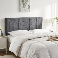 Upholstered Queen Headboard - Easy Assemble Channel Stitched Headboard Queen Size - Wall Mounted Headboard With 3D Soundproof Wall Panels Peel & Stick Floating Headboards For Queen Size Bed - Grey