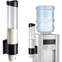 Lbting Cup Dispenser, Water Cooler Pull Type Cup Holder Fits 5Oz - 7Oz Cone Or Flat Bottom Cups, Paste Or Screw Plate Wall Mount, 16"" Tube Length Black