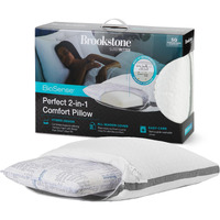 Brookstone 2-In-1 Comfort Memory Foam Pillow With Better Than Down Fill For Firm Yet Plush Feel | Innovative Hybrid Design Bed Pillow With Dual-Sided Cool & Warmth Comfort All Seasons | Soft Pillow