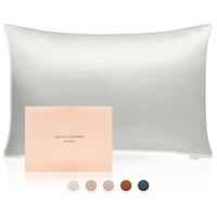 Grace & Company Silky Satin Pillowcase For Hair & Skin, Oeko-Tex Certified Satin Silk Pillowcase With Zipper - Ultra Smooth White Pillowcases Standard Size 20   X26    - Snow
