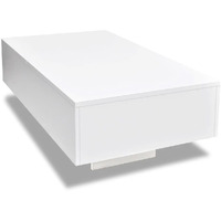 Vidaxl Modern Coffee Table In High Gloss White - Rectangular Table For Living Room, Easy To Clean Mdf, 33.5"" X 21.7"" X 12.2""