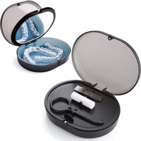 Longmon New Double-Layer Retainer Storage Case With Belt Chewing,Removal Tool,Cleaning Brush,Built In Mirror Orthodontic Retainer Case,Mouth Guard Case,Denture Case