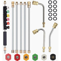 Selkie Pressure Washer Extension Wand Upgrade Power Washer Lance With Spray Nozzle Tips,30,90,120 Curved Rod, 1/4Quick Connect, Replacement For Anti-Leaked Ring 4000 Psi