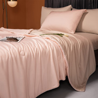 Llancl Cooling Blankets For Hot Sleepers - Cool Like Ice Cream Lightweight Blanket For Summer With Double Side Cold, Cooling Comforter, Quilt, Fabric For Bed (Throw Size 47"" X 59"" Pink & Beige)