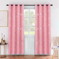 Anjee Blackout Curtains For Girls Bedroom 63 Inches Long Kids Star Foil Print Window Pink Curtains Thermal Insulated Room Darkening Drapes Nursery Decor 2 Panels, Baby Pink 52X63 Inches