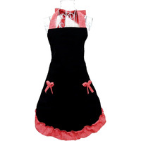 Hyzrz Cute Retro Aprons With Pockets For Women Girls Vintage Kitchen Cooking Apron For Mother Gift (Red)