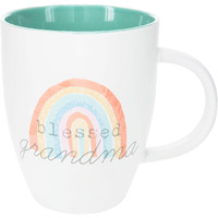 Pavilion Gift Company Blessed Grandma 20 Oz Stoneware Rainbow Baby Coffee Cup Mug, White