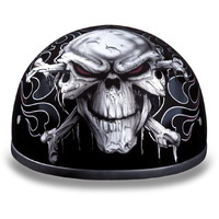 Daytona Helmets Motorcycle Half Helmet Skull Cap- Cross Bones 100% Dot Approved