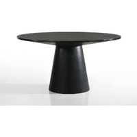 Lilola Living Jasper Ebony Black 47"" W Contemporary Round Dining Table With Pedestal Base