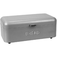 Home Basics Soho Bread Box For Kitchen Countertop, Metal, (Grey), Vented With Hinge Top | Large Bread Box | Keeps Loaves, Bagels, Croissants Fresh