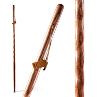 Brazos Handcrafted Wood Walking Stick, Twisted Oak, Backpacker Style Handle, For Men & Women, Made In The Usa, Red, 55""