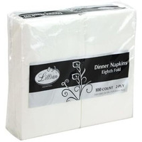 Premium White Napkins, 1/8 Fold Dinner Napkin, Disposable 2-Ply White Party Napkins, Value Pack 100 Count