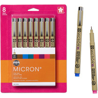 Sakura Pigma Micron Fineliner Pens - Archival Black, Colored Ink Pens For Writing, Drawing, Journaling - 05 Point Size - 8 Pack