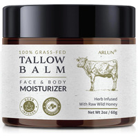 Arlun Beef Tallow For Skin, Beef Tallow And Honey Balm, Tallow Face Moisturizer Nourishes And Hydrates The Skin, Grass Fed Whipped Tallow Honey Balm Enriched With Raw Wild Honey 60G